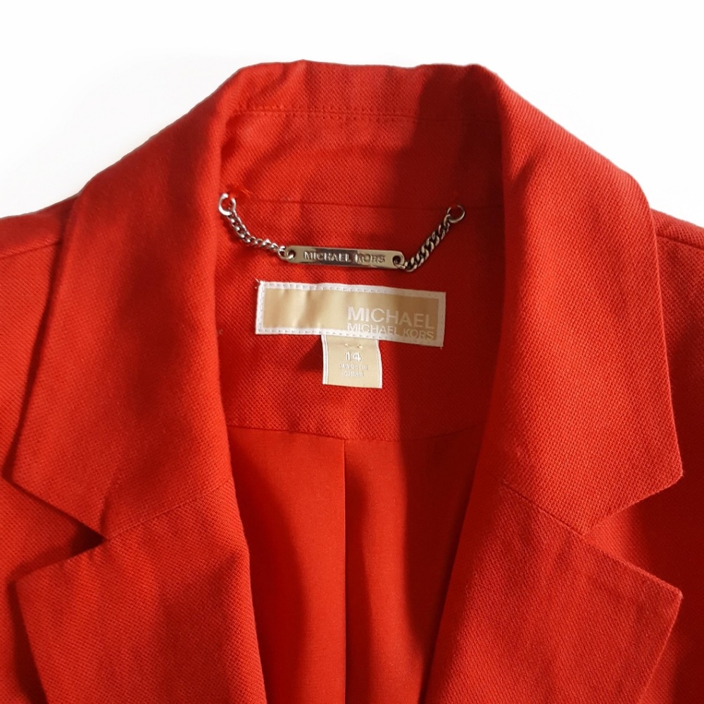 Michael Kors Womens Cotton Linen Blazer Red - Picture 4 of 8